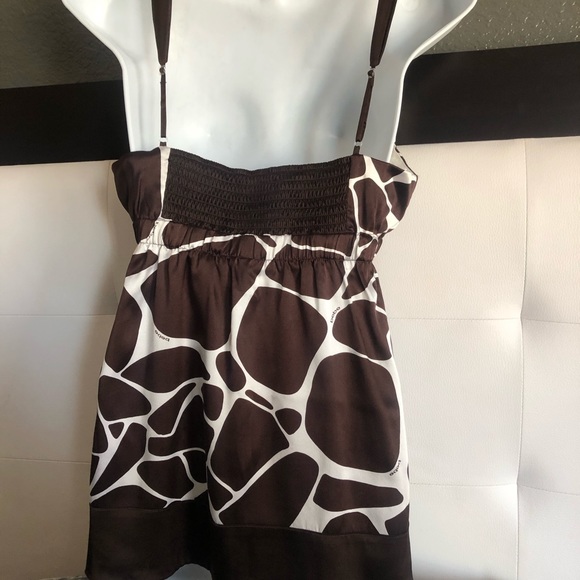 BEBE Sexy Brown/White Giraffe Print Plunge Front M - Picture 9 of 11